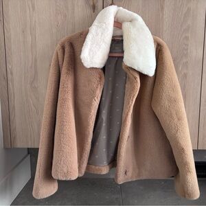 Soia & Kyo Pink and White Faux Fur Coat